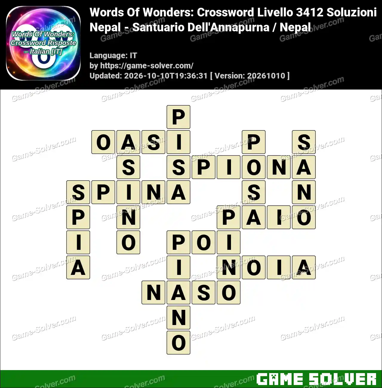 Words Of Wonders: Crossword Livello 3412 Soluzioni – Nepal – Santuario Dell’Annapurna / Nepal